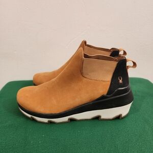 Spider Leather Upper, Tan Ankle Boots with Black Accents